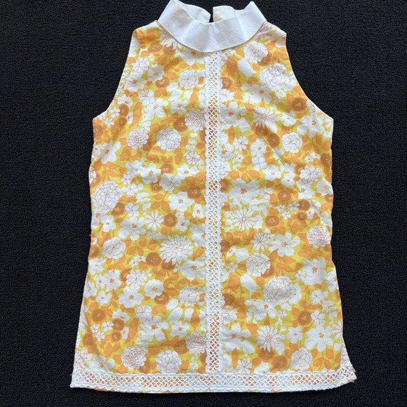 Vtg 60s Handmade Mod Hippie 2 pc Set Orange Yellow Floral Retro Approx. Small - Picture 2 of 13